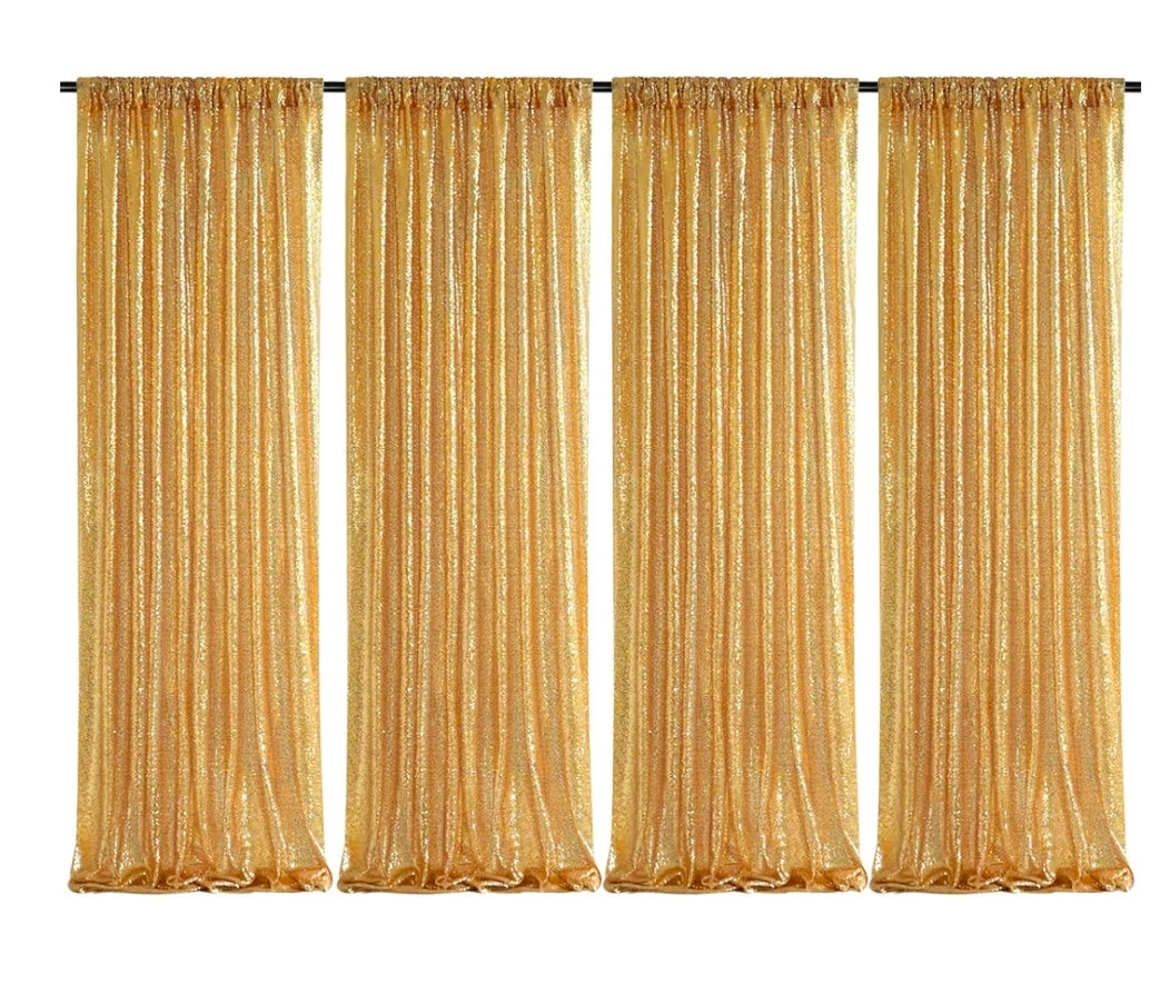 Gold Sequin Backdrop Curtain Panels Stage 2 Pieces