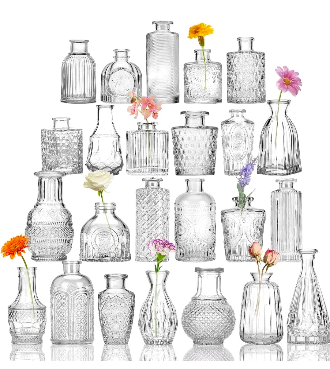 24 Small Glass Bud Vase Set